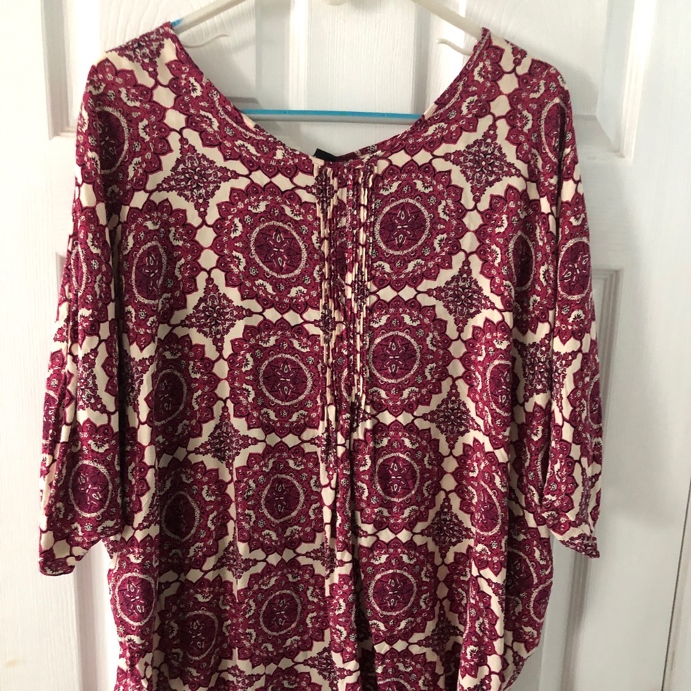 Pink Medallion Print Oversized Top